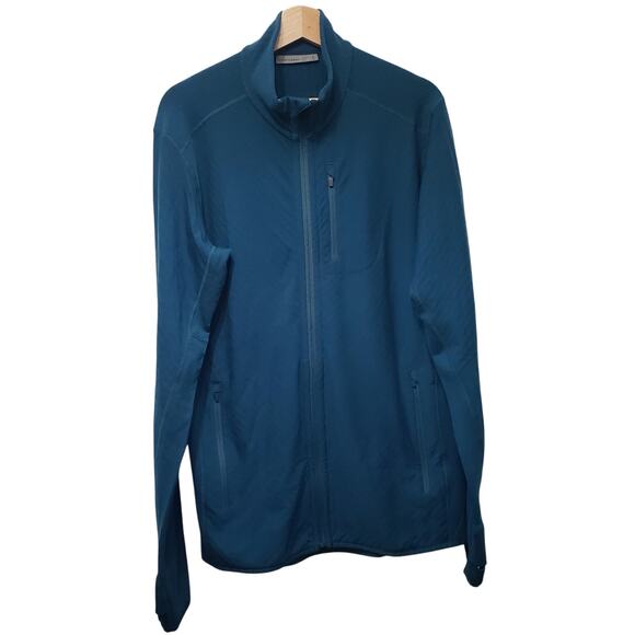 NWT ICEBREAKER RealFleece Descender LS Full Zip Wool Jacket Green Men's Large - Picture 1 of 16
